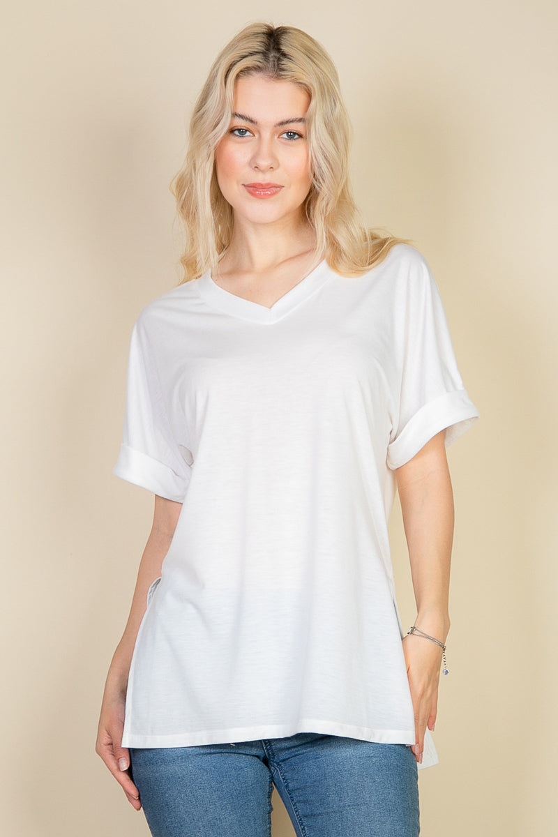 Batwing Sleeve Side Slit Oversized Tee