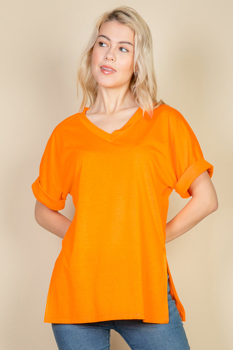 Batwing Sleeve Side Slit Oversized Tee