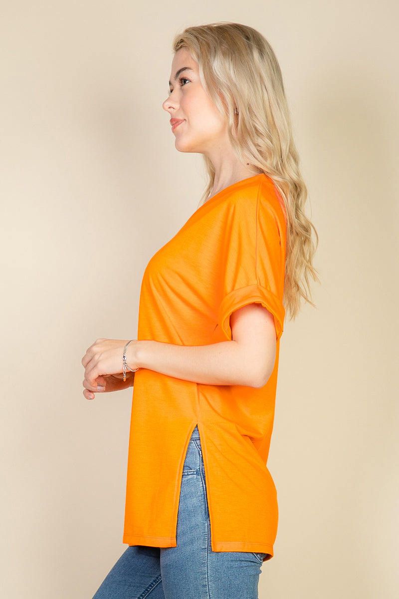 Batwing Sleeve Side Slit Oversized Tee